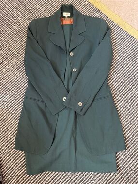 Tehran Dark Teal Vintage Women’s Suit with Long Jacket and Pencil Skirt